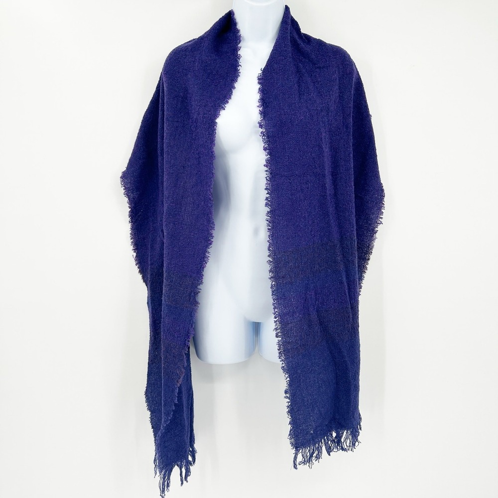 Kerry Woollen Mills Celtic Womens Purple Lambswool Blend Fringed Wrap Shawl OS